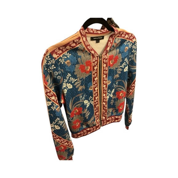 Jealous Tomato Floral Bomber Jacket | Boho Print Zip Up | Size M - Picture 4 of 5